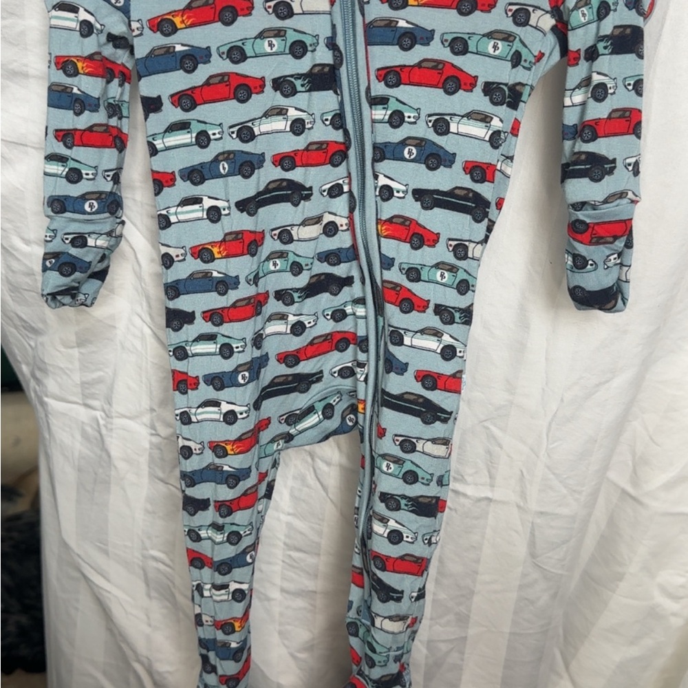 Posh Peanut Blue Car Print Footie